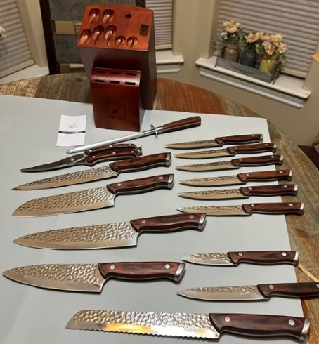 16-Piece Knife Block Set | Hammered Design