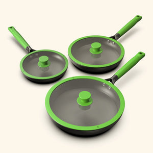 3-Piece Nonstick Frying Pan Set with Lids